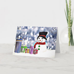 Tarjeta Hombre de nieve con sus regalos