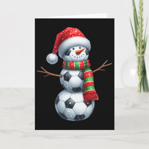Tarjeta Hombre de nieve de fútbol divertido de Navidad