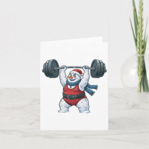 Tarjeta Hombre de nieve levantador de pesas Navidad 2026 F