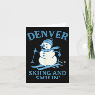 Tarjeta Hombre de nieve sonriente de esquí en Denver Color