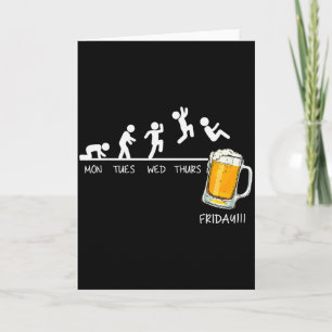 Tarjeta Hombre de palitos divertido saltando cerveza días 