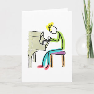 Tarjeta Hombre de Palos Tocando el Piano