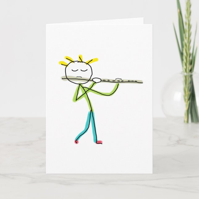 Tarjeta Hombre de Palos Tocando la Flauta (Anverso)