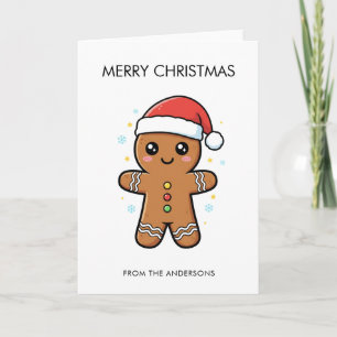 Tarjeta Hombre de pan de jengibre con Navidades de Santa H