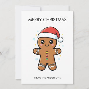 Tarjeta Hombre de pan de jengibre con Navidades de Santa H