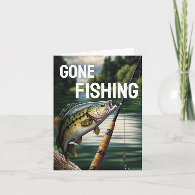 Tarjeta Hombre de pesca abandonado Cueva Lake House Bass F (Anverso)