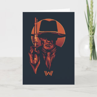 Tarjeta Hombre de Westworld el | en negro con el revólver