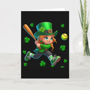 Tarjeta Hombre del día de San Patricio jugando tréboles su