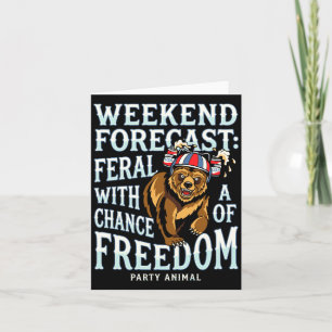 Tarjeta Hombre divertido oso grizzly patriótico verano lib