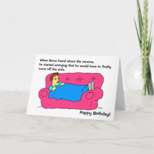 Tarjeta Hombre Divertido Vacuna de Cierre Cumpleaños