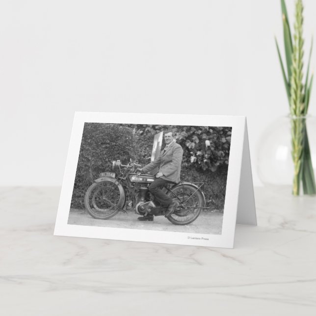 Tarjeta Hombre en motocicleta vieja de los Estados Unidos (Anverso)