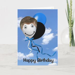 Tarjeta Hombre en su cumpleaños en globo de fiesta