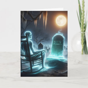 Tarjeta Hombre Fantasmagórico Sentado en Silla Mecedora