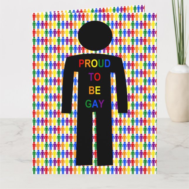 Tarjeta Hombre gay LGBTQ Silhouette y hombres arcoiris (Anverso)