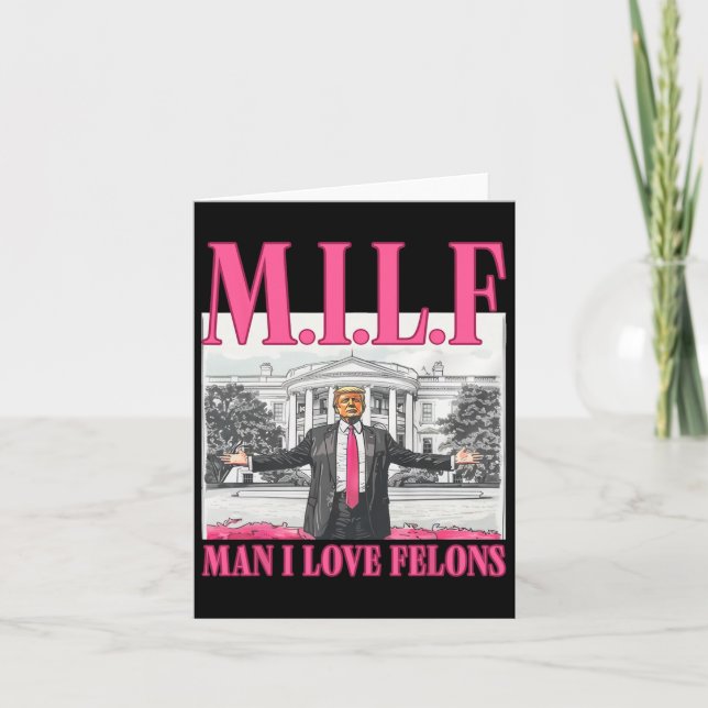 Tarjeta Hombre I Love Felons Donald Trump Pink Funny 2024  (Anverso)