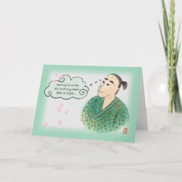 Tarjeta Hombre japonés en Yukata con una menta para él o s