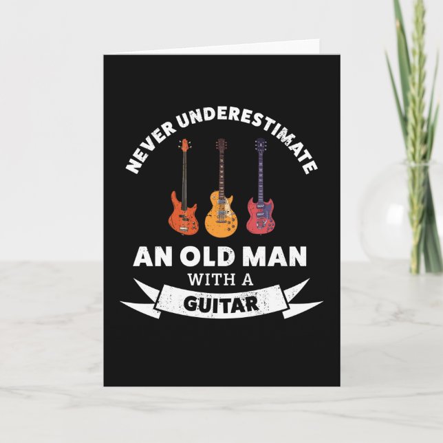 Tarjeta Hombre mayor con guitarra - Divertido musical (Anverso)