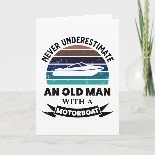 Tarjeta Hombre mayor con motos de agua divertida (Anverso)