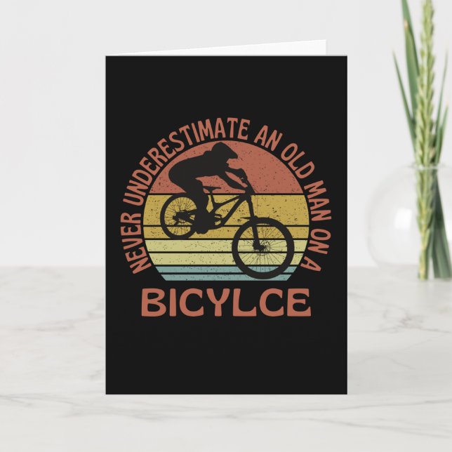 Tarjeta Hombre Mayor En Bicicleta Abuelo Ciclismo (Anverso)