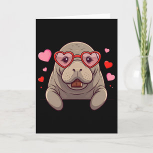 Tarjeta Hombre Mujer Manatí Divertido Corazón Chocolate Sa