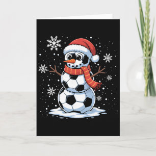 Tarjeta Hombre Mujeres Niños Navidad Fútbol Muñeco de Niev