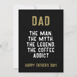 Tarjeta Hombre Papá Mito Leyenda Adicto al Café Divertido 