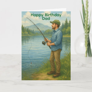 Tarjeta Hombre pescando Cumpleaños personalizado/Día del P