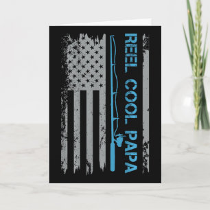 Tarjeta Hombre Reel Cool Papa Pesca Bandera de EE. UU. Pat