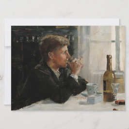 Tarjeta Hombre sentado perdido en la mesa