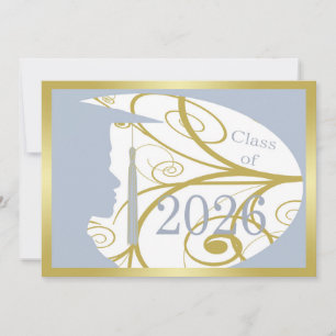 Tarjeta Hombre Silueta Dorado y Azul Cielo 2026