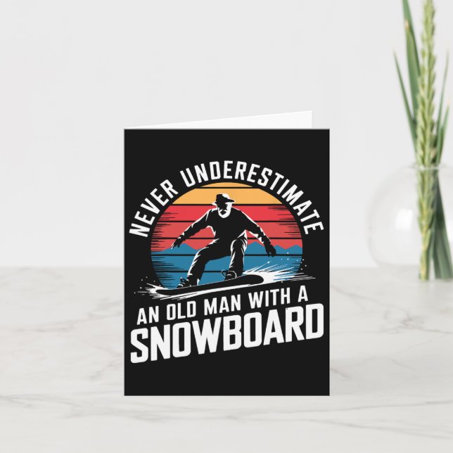 Tarjeta Hombre viejo Snowboard Lover Humor diseño Nieve di (Anverso)