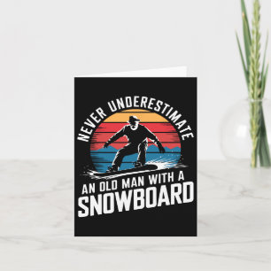 Tarjeta Hombre viejo Snowboard Lover Humor diseño Nieve di
