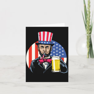 Tarjeta Hombres Abe Lincoln Bebiendo Cerveza Divertido 4 D
