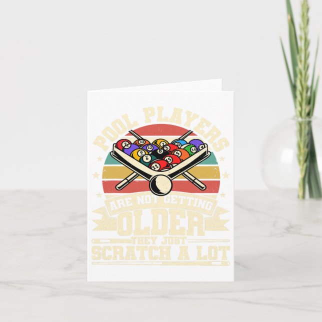 Tarjeta Hombres de edad divertidos 8 Ball Billiards Pool P (Anverso)