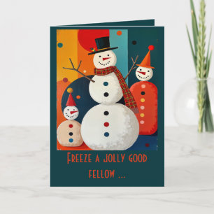 Tarjeta Hombres de nieve al estilo de los setenta Navidad