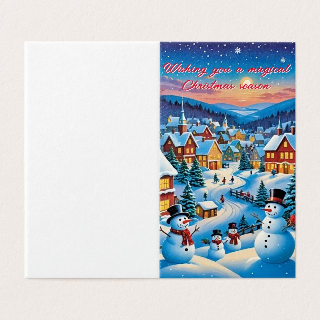 Tarjeta Hombres de nieve juguetones (Exterior desplegado)