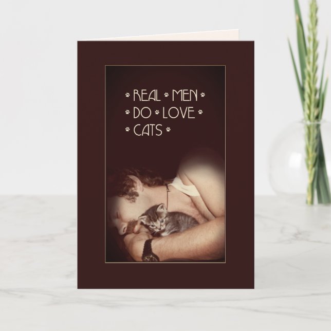 Tarjeta Hombres de verdad aman a los gatos 😻 carta (Anverso)