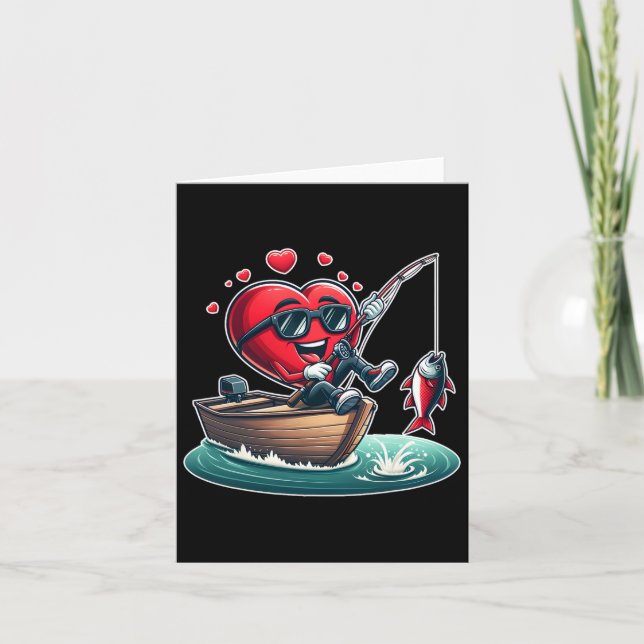 Tarjeta Hombres Día de San Valentín de la pesca del corazó (Anverso)
