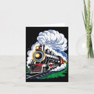 Tarjeta Hombres director de tren de vapor de Navidad vinta