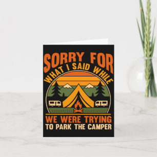 Tarjeta Hombres fogata camping vida campamento bosque camp