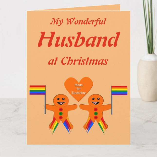 Tarjeta Hombres gay Navidades Gingerbread Pareja Esposo (Anverso)