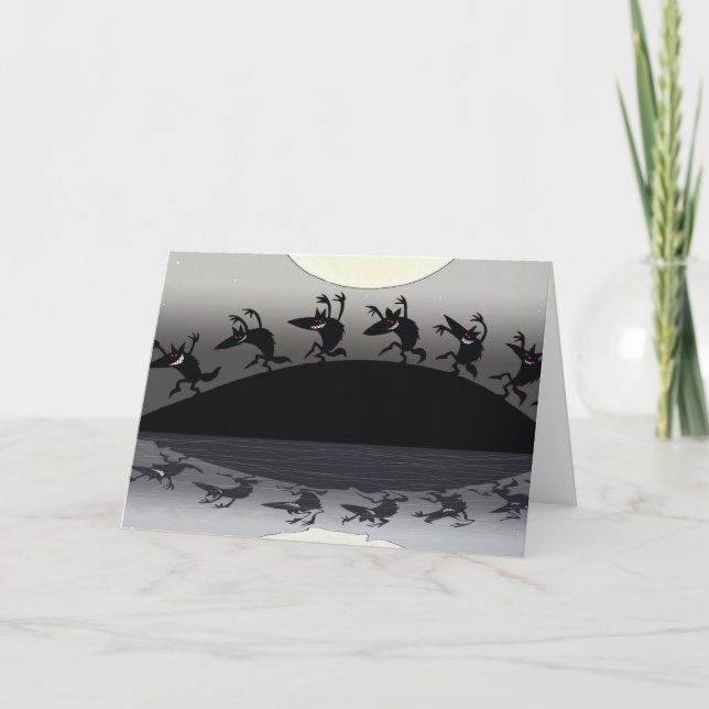 Tarjeta Hombres lobos de Halloween (Anverso)