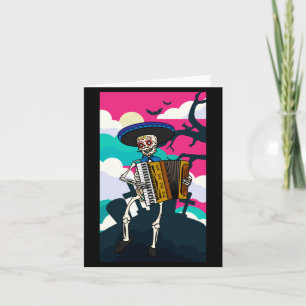 Tarjeta Hombres Mariachi Tocando Esqueleto Día De La
