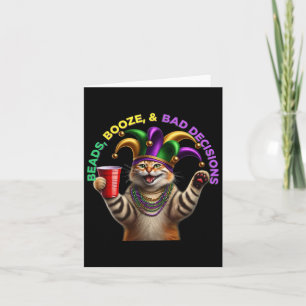 Tarjeta Hombres Matanza Mujeres Graciosas Meowdi Gras Cat 