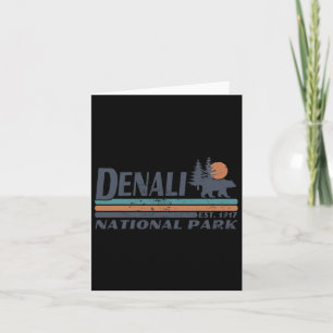 Tarjeta Hombres Mujeres Retro Denali Parque Nacional Monta