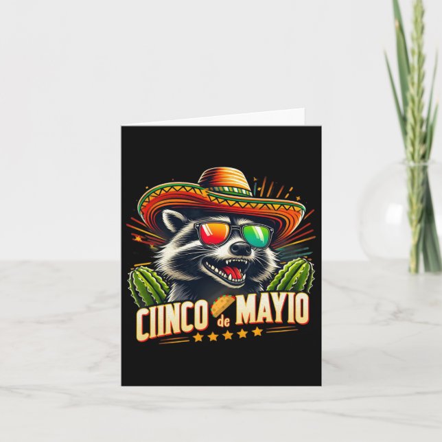 Tarjeta Hombres retro tacaco dinosaurio Funny Cinco De May (Anverso)