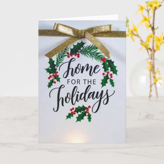 Tarjeta 'Home for the Holidays' Folded Greeting Card (flor amarilla)