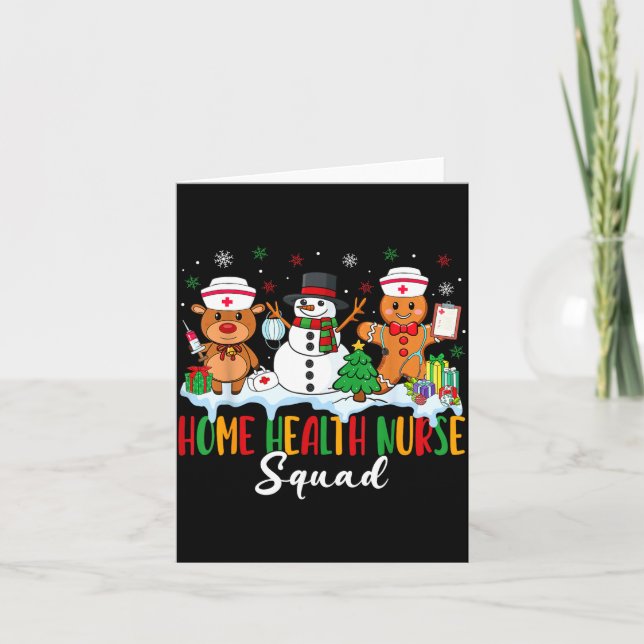 Tarjeta Home Health Nurse Squad Reindeer Gingerbread Chris (Anverso)