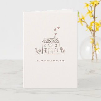 Tarjeta Home Is Where Mum Is Card – House Sketch Mother’s 