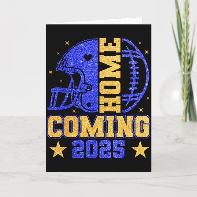 Tarjeta Homecoming 2025 Hoco Football Mama Girl Blue Gold  (Anverso)